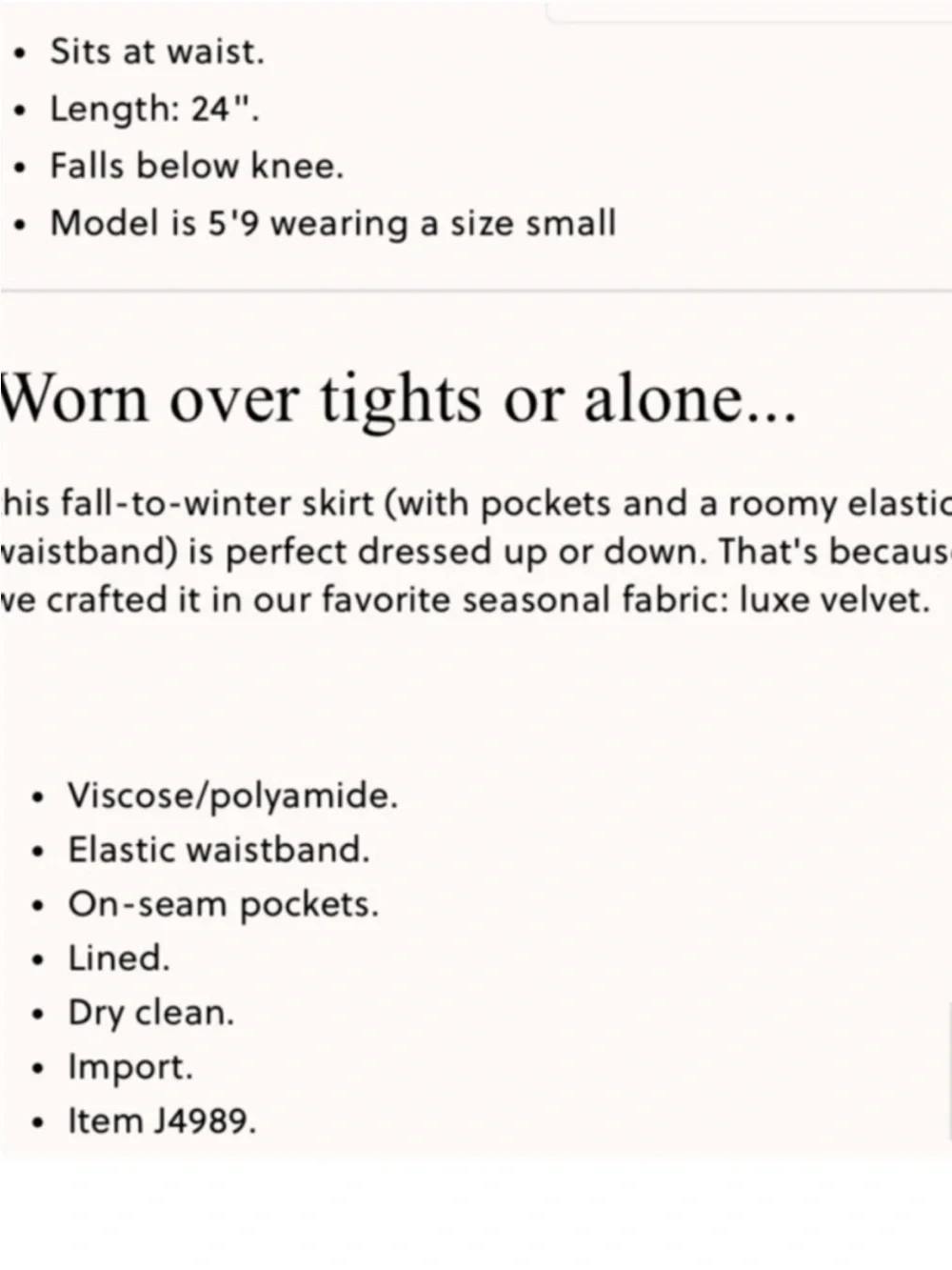 J. Crew Velvet A- Line Midi Skirt, Size M